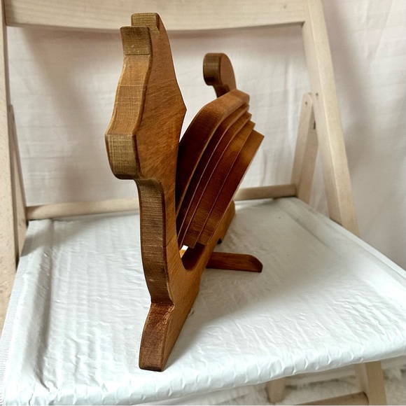 Vintage 80s Wooden Collapsible Folding CAT basket - Picture 5 of 10